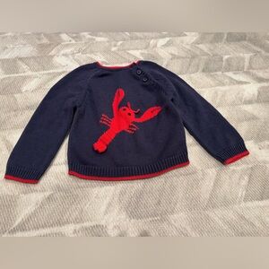 Navy Sweater with Red Lobster Design